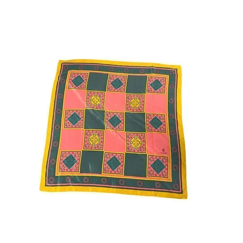 ITALIAN SILK SCARF MUSEE OLYMPIQUE LAUSANNE 100% SILK 13”x13”